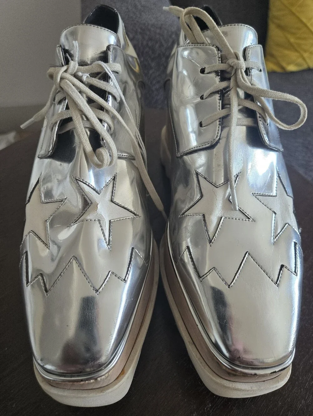 Stella McCarthy Metallic Silver 'Elyse' Platform Sneaker SZ39